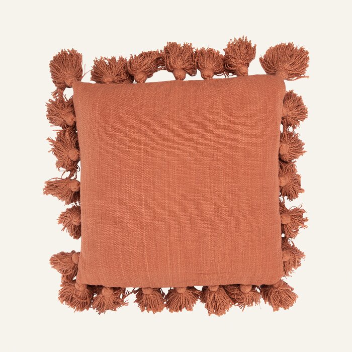 18" x 18" Russet Interlude Luxurious Square Cotton Pillow Cover and Insert