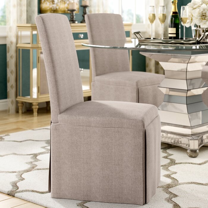 Set of 2 - Io Linen Upholstered Parsons Chair, Cream (#K3081)
