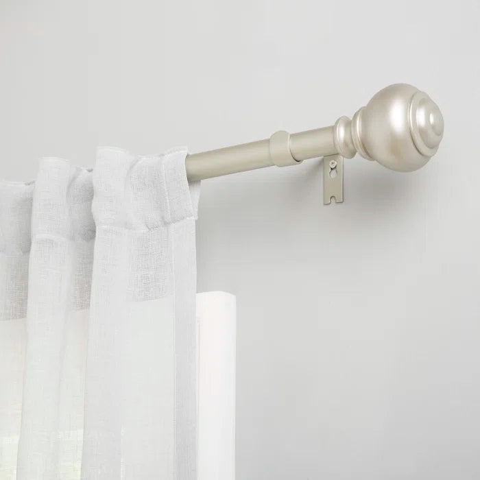 36" - 72" Matte Nickel Iron Adjustable 1'' Single Curtain Rod