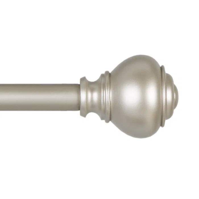 36" - 72" Matte Nickel Iron Adjustable 1'' Single Curtain Rod
