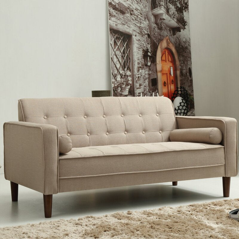 Isaac 58" Square Arm Loveseat, Beige Linen (#K4016)