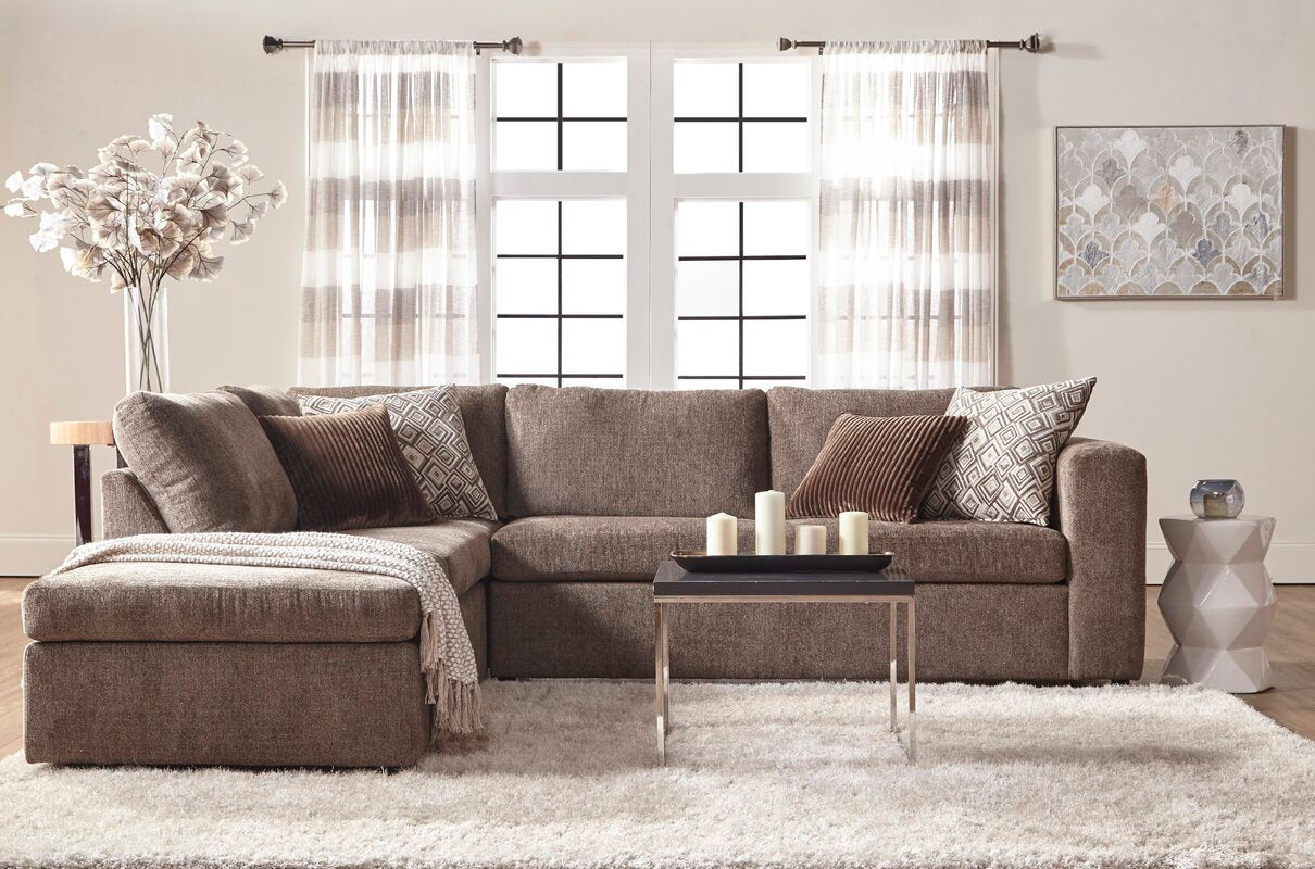 Isaacs 112" Left Hand Facing Sectional, Angora Tabby