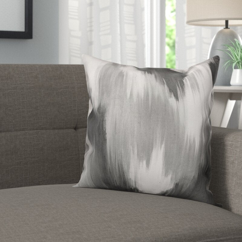 18" x 18" Gray Ishani Ikat Throw Pillow Cover CYS112