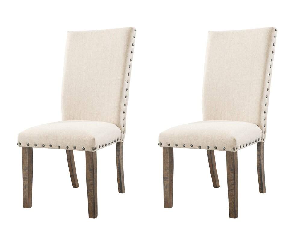 (Set of 2) Ismay Linen Upholstered Dining Chair in Beige CG1092