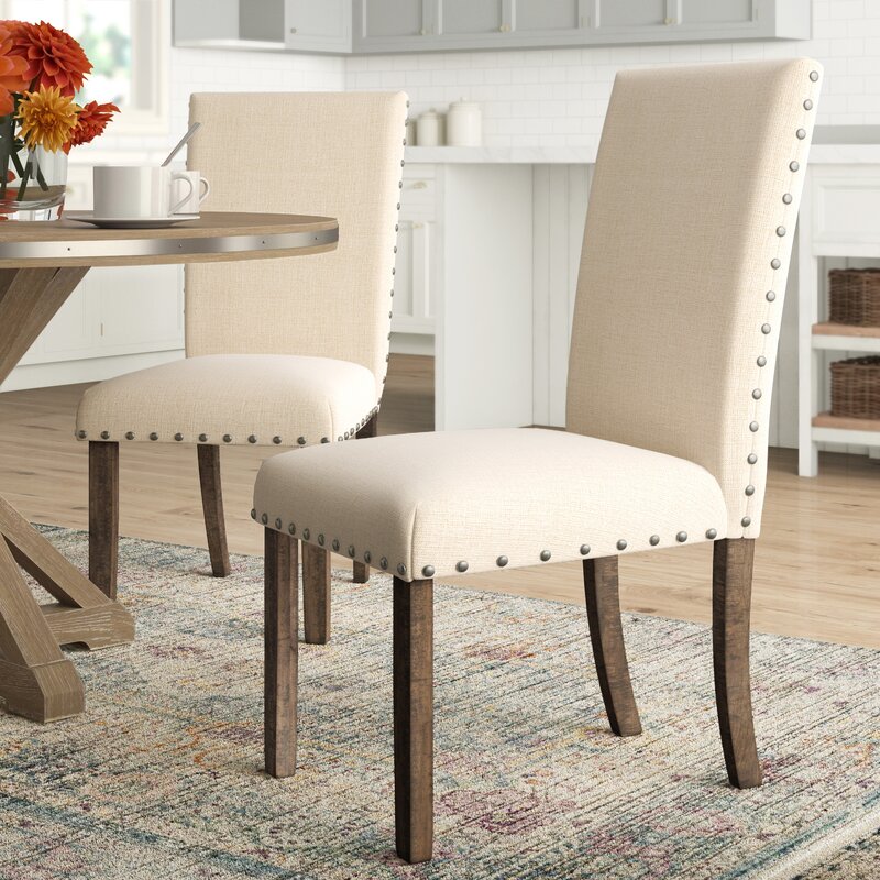 (Set of 2) Ismay Linen Upholstered Dining Chair in Beige CG1092