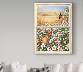 'Bunny and Berries Through the Window' Print  on Wrapped Canvas  JB127
