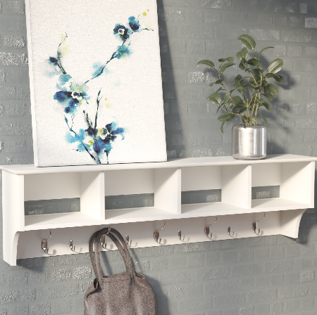 White Ella Wall Mounted Coat Rack JB140