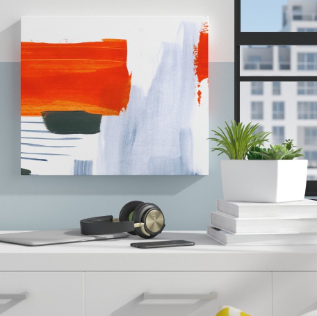 20" H x 24" W Orange/White 'Muro' - Wrapped Canvas Print  JB153