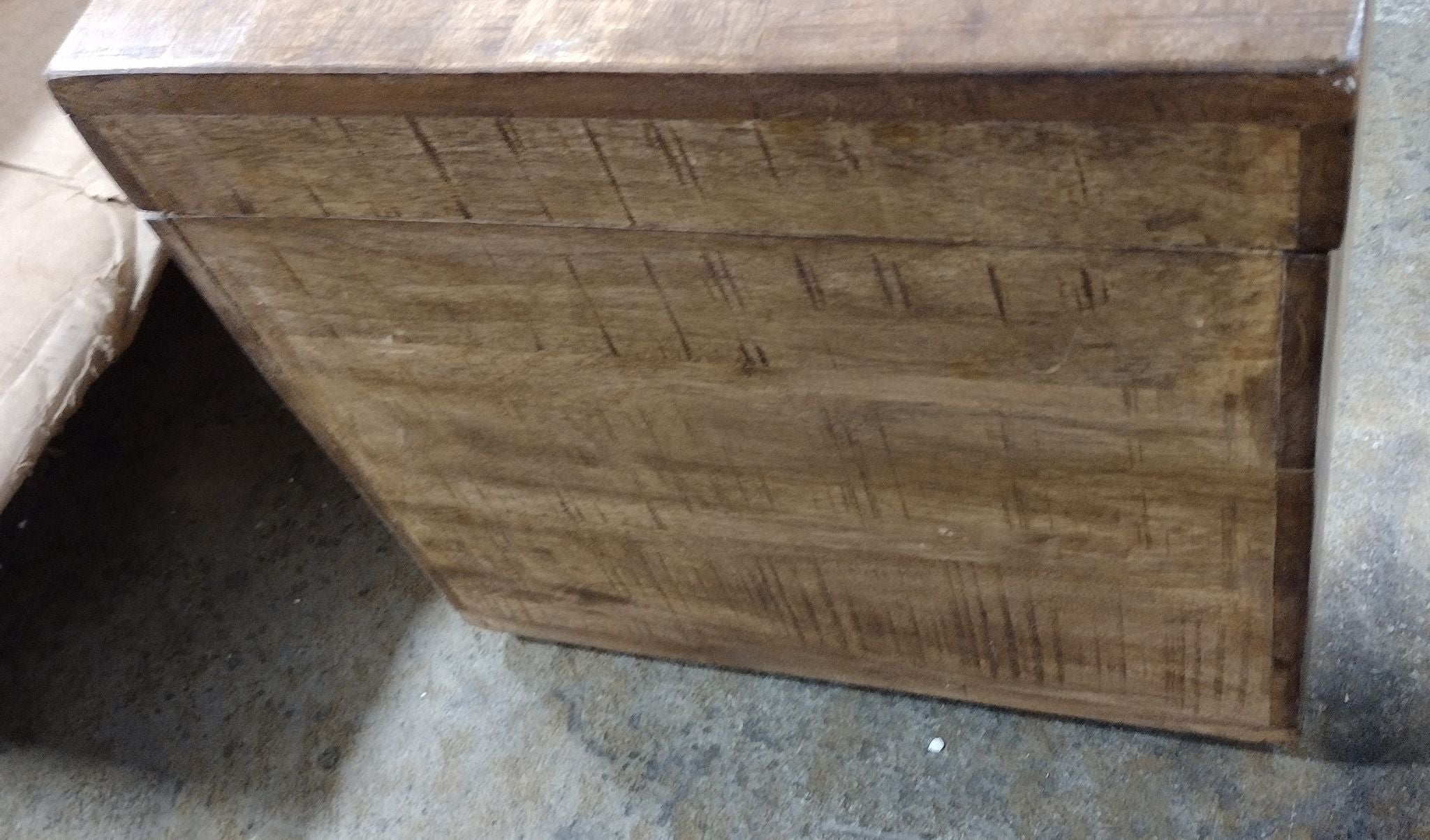 46 in. W Rectangular Brown Wooden Storage Trunk with Angled Metal Legs