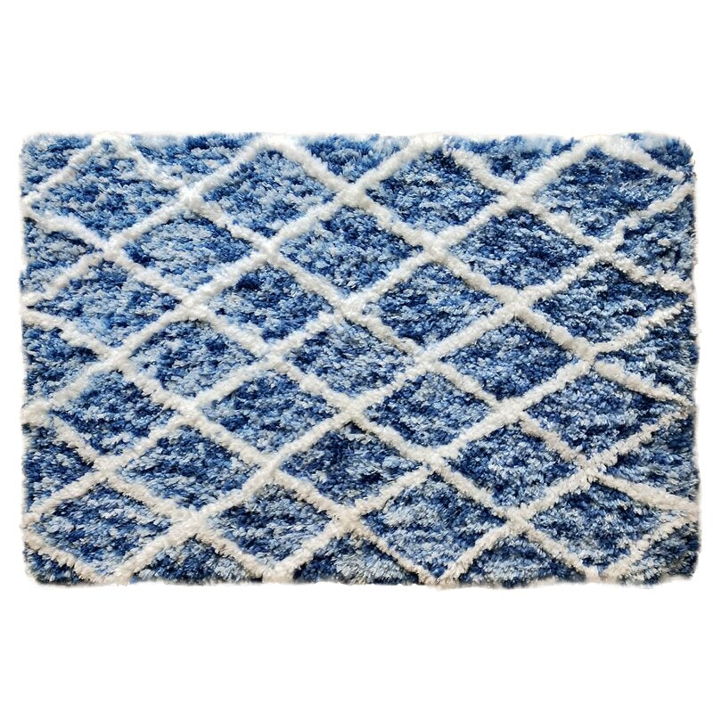 Blue Jacklynne Rectangular Bath Rug K8158
