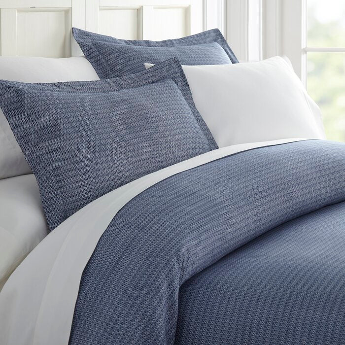 Jacksonville Duvet Cover Set - Full/Queen, Patterned Navy Blue (#HA72)