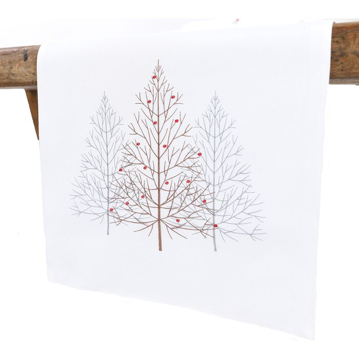 70" L x 15" W White Jadiel Rectangular Floral Christmas Table Runner