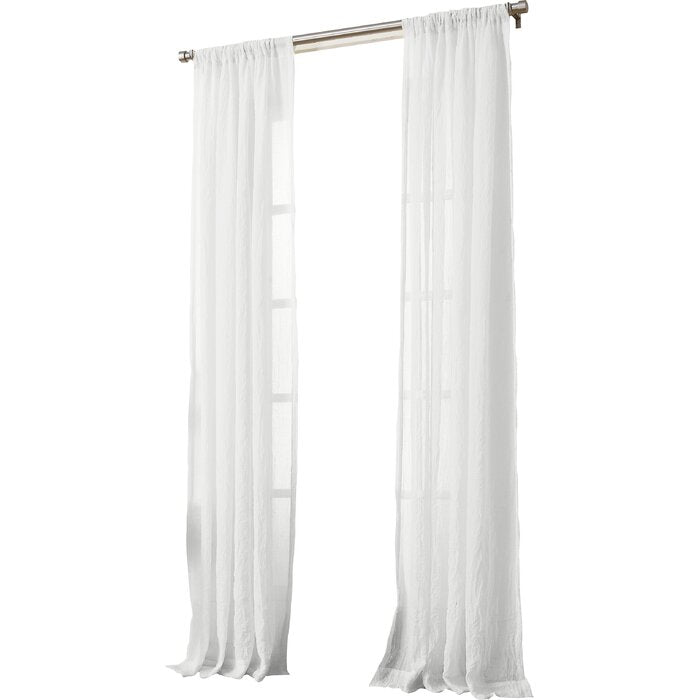 50"W x 95"L Jaklyn Crushed Texture Semi-Sheer Rod Pocket Curtain 2 Panels