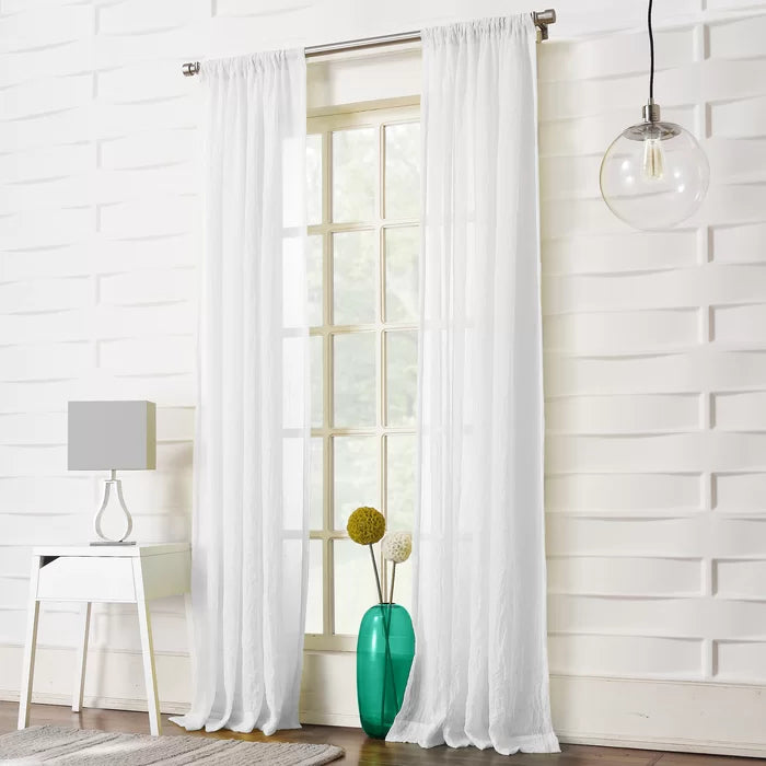 50"W x 95"L Jaklyn Crushed Texture Semi-Sheer Rod Pocket Curtain 2 Panels