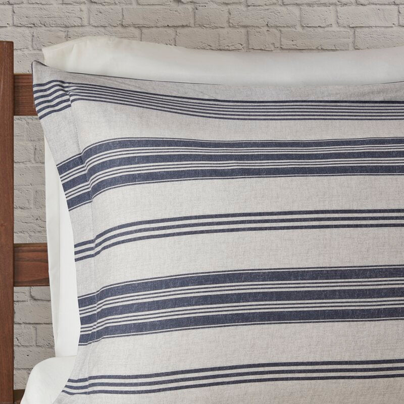 Twin/Twin XL Duvet Cover + 2 Shams Navy Janley Cotton Blend 3 Piece Duvet Cover Set B17-DS62