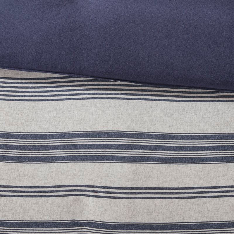 Twin/Twin XL Duvet Cover + 2 Shams Navy Janley Cotton Blend 3 Piece Duvet Cover Set B17-DS62