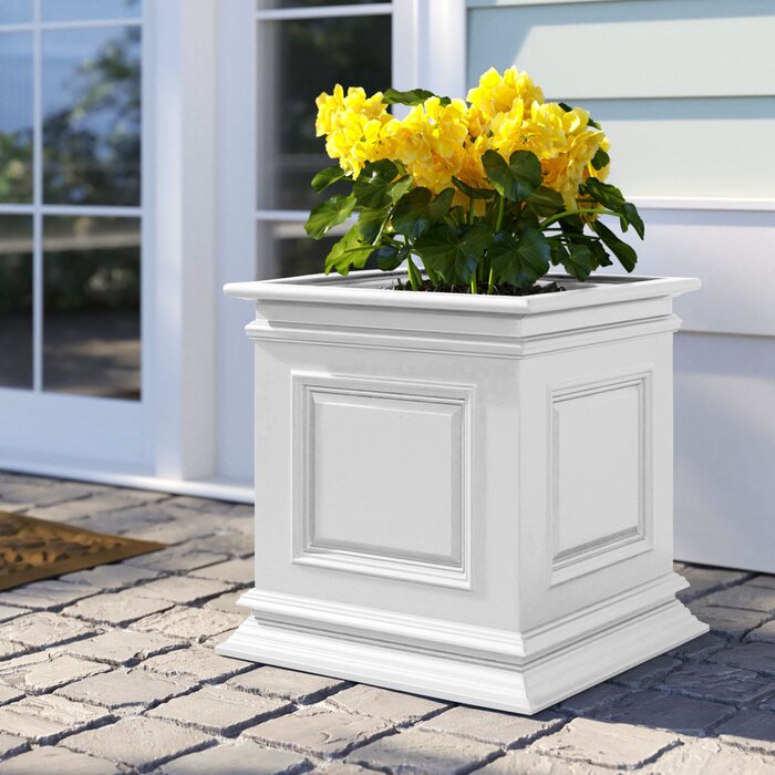 self watering white planter White Jarrel Self-Watering Plastic Planter Box – Salvage & Co Indy