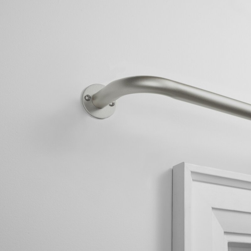 1" H x 72" W x 1" D Matte Silver Jarrod Adjustable 120" 1" Single Curtain Rod HB100