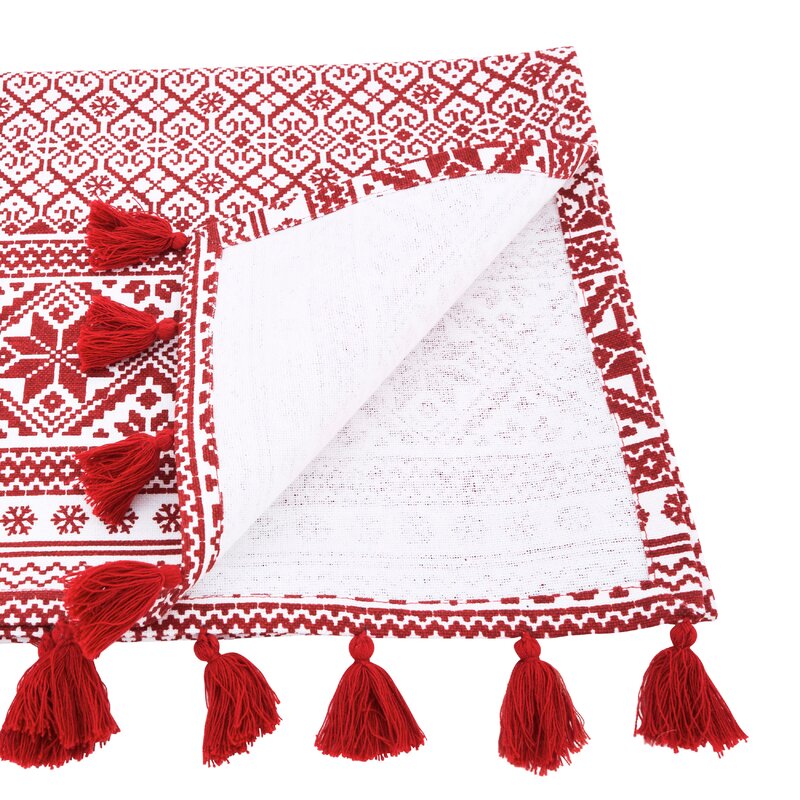 16" x 72" Jayapura Geometric 100% Cotton Christmas Table Runner