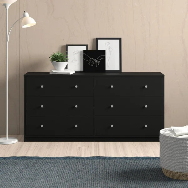 Black Jaylene 6 Drawer 56.34'' W Double Dresser