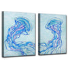 Blue/Purple Jelly Fish I/II Sarah LaPierre - 2 Piece Wrapped Canvas Print on Canvas K8249