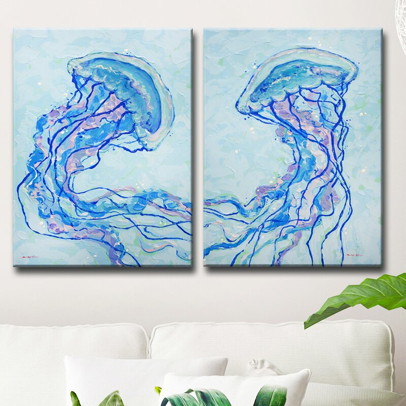 Blue/Purple Jelly Fish I/II Sarah LaPierre - 2 Piece Wrapped Canvas Print on Canvas K8249