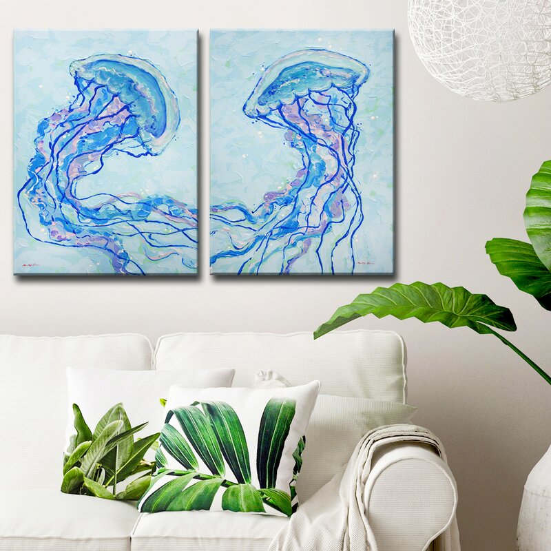 Blue/Purple Jelly Fish I/II Sarah LaPierre - 2 Piece Wrapped Canvas Print on Canvas K8249
