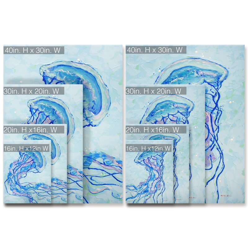 Blue/Purple Jelly Fish I/II Sarah LaPierre - 2 Piece Wrapped Canvas Print on Canvas K8249