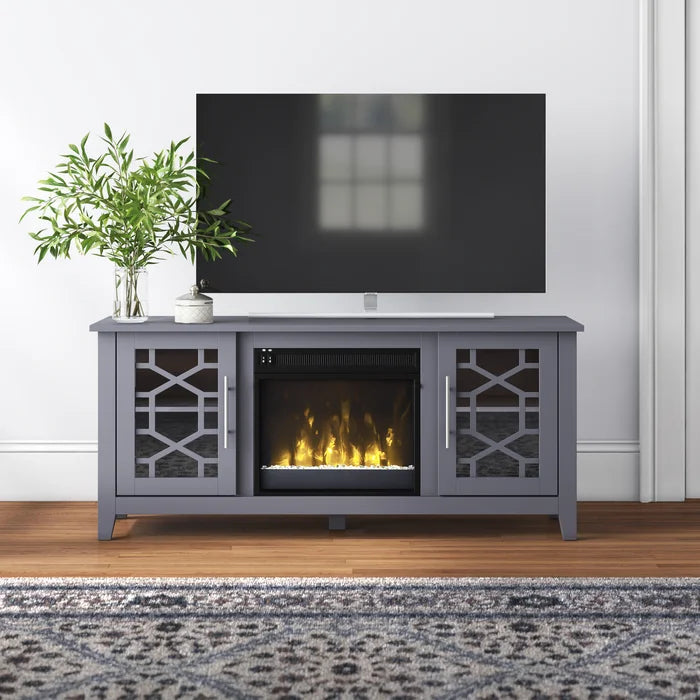 Cool Gray Jennings TV Stand for TVs up to 60" with Fireplace Included