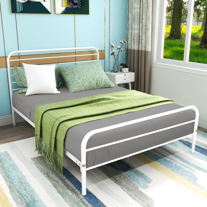 White Jima Metal Bed, Twin