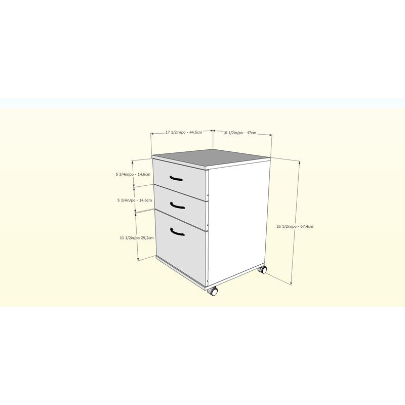 Jodi 3-Drawer Mobile Vertical Filing Cabinet KB603