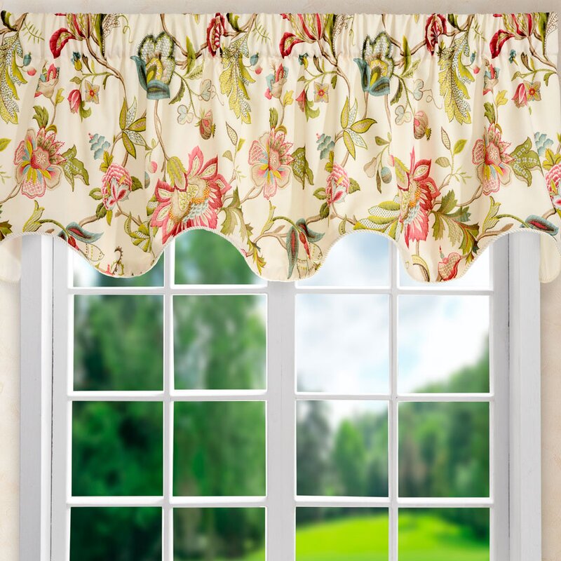 Red Jorma Floral Scalloped 70'' Window Valance B108-VS359