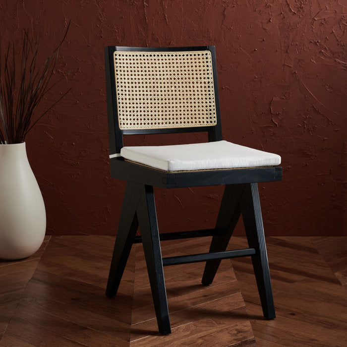 Black Josephina Colette Rattan Counter Stool