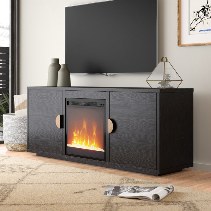 Black Julesburg TV Stand for TVs up to 65" with Fireplace Included