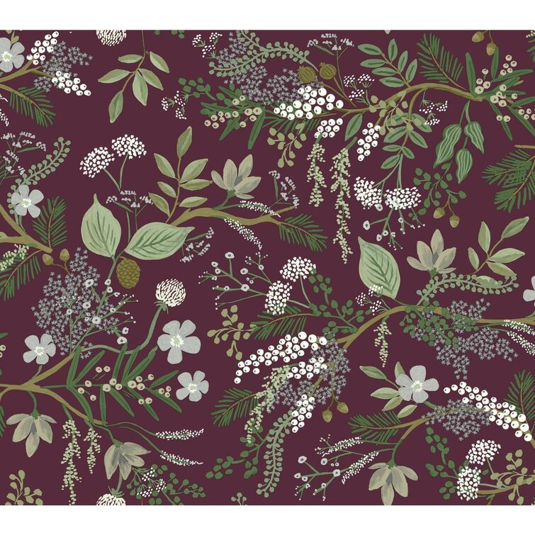 Burgundy Juniper Forest 27' x 27" Wallpaper Roll