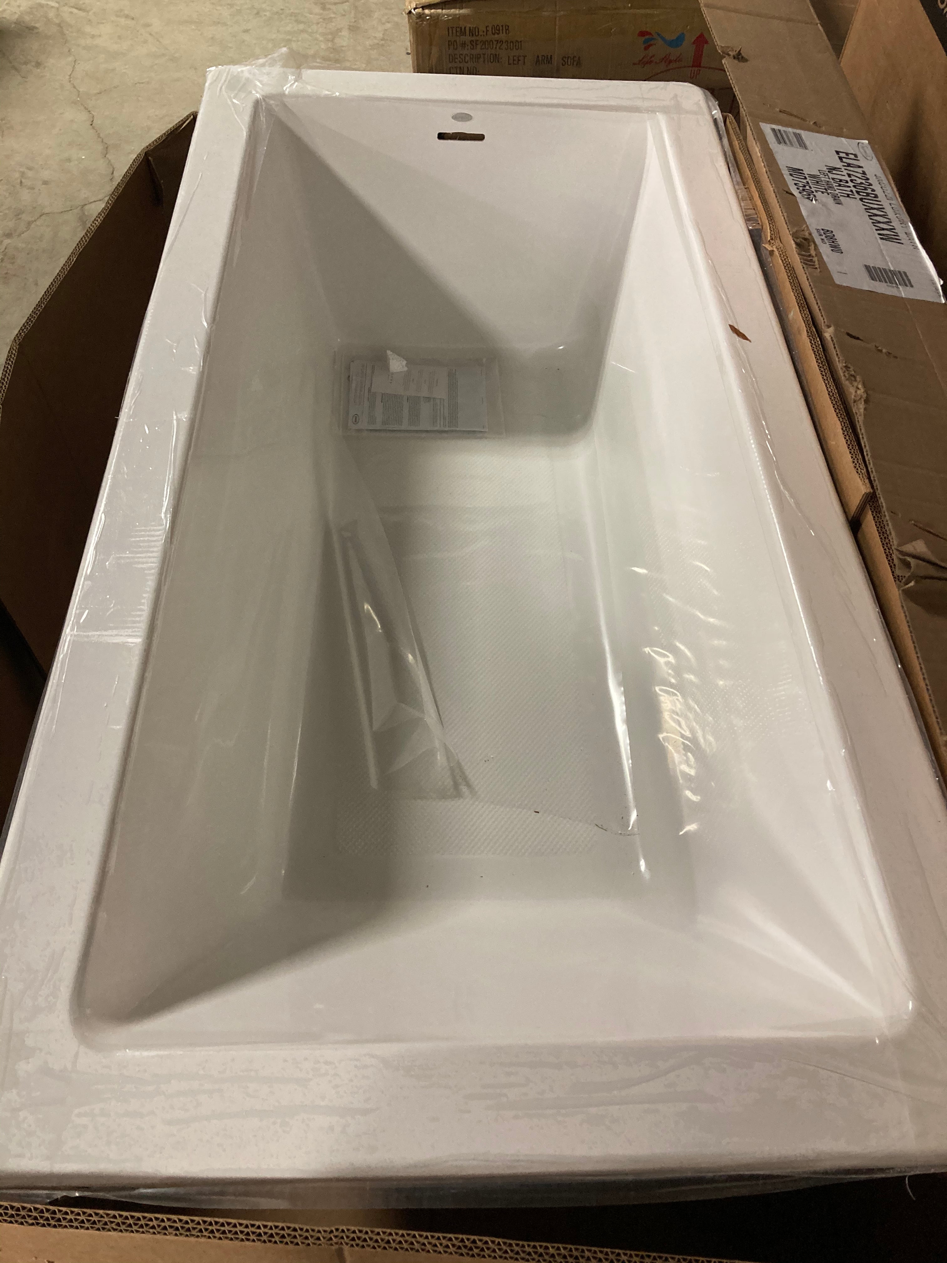 White Elara  72" x 36" Drop In/Undermount Soaking Bathtub K7183