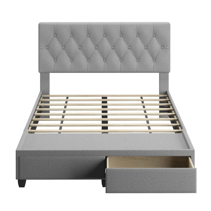 Gray Kaceyon Full Tufted Upholstered Low Profile Storage Platform Bed