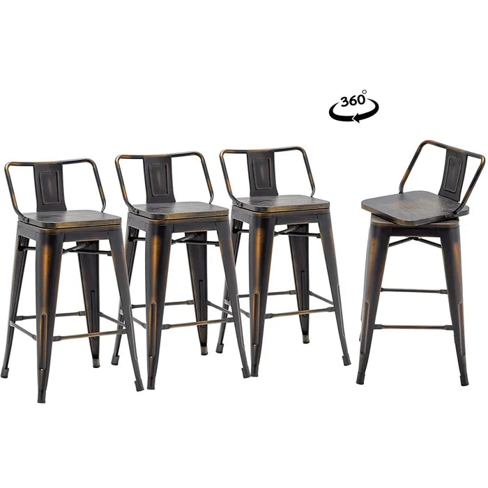 Black/Gold Kaleo Swivel Counter Stool (24" Seat Height) (Set of 4)