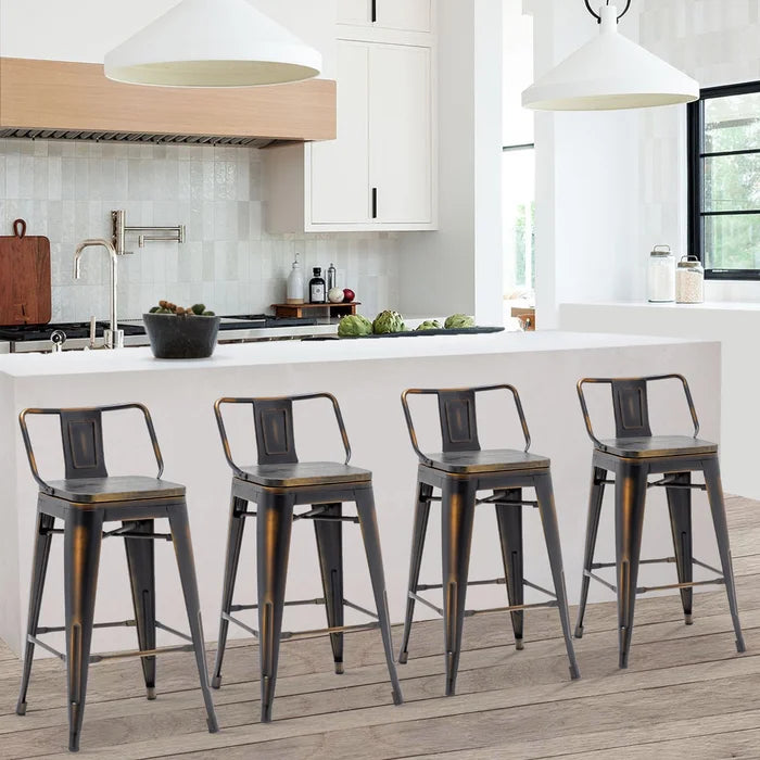 Black/Gold Kaleo Swivel Counter Stool (24" Seat Height) (Set of 4)