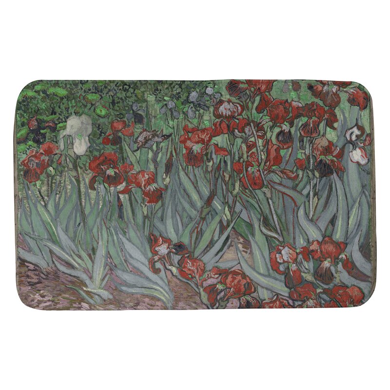 17" W x 24" L Kandiyohi Irises Rectangle Non-Slip Floral Bath Rug HAS125