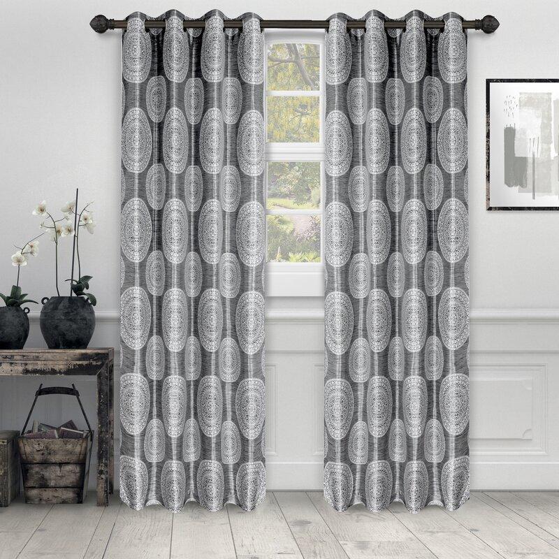 Karolinka Jacquard Floral Room Darkening Grommet Curtain Panels (Set of 2) B100-HAS160