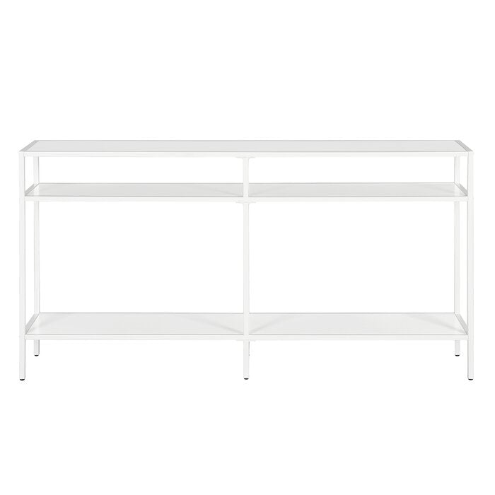 29" H x 55" W x 10" D Matte White Kauai Steel Console Table