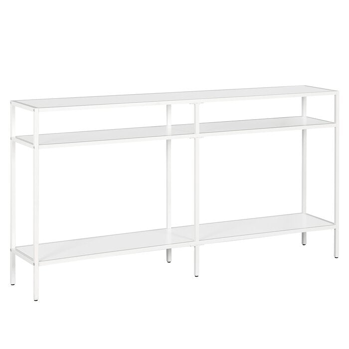 29" H x 55" W x 10" D Matte White Kauai Steel Console Table