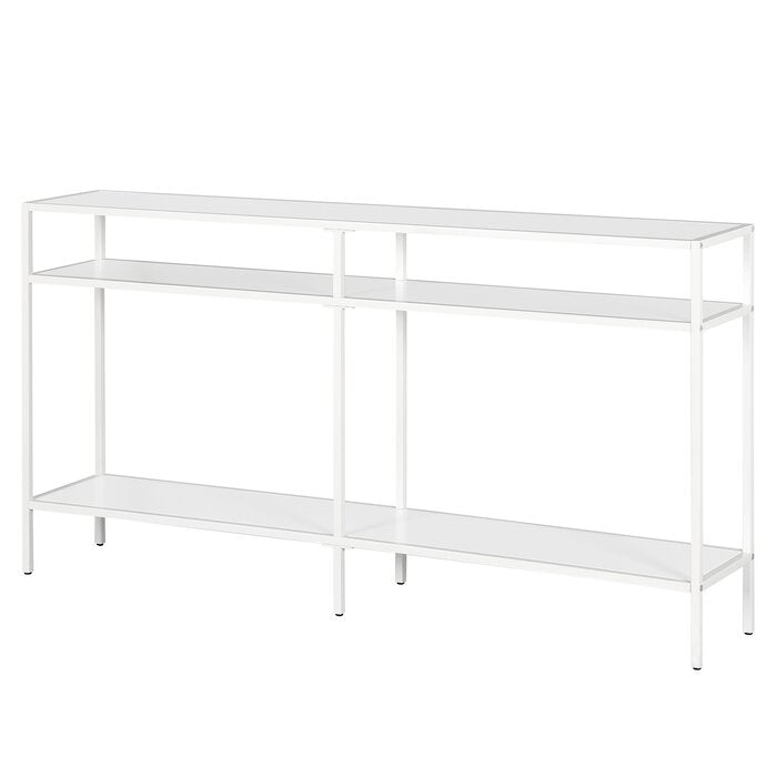 29" H x 55" W x 10" D Matte White Kauai Steel Console Table