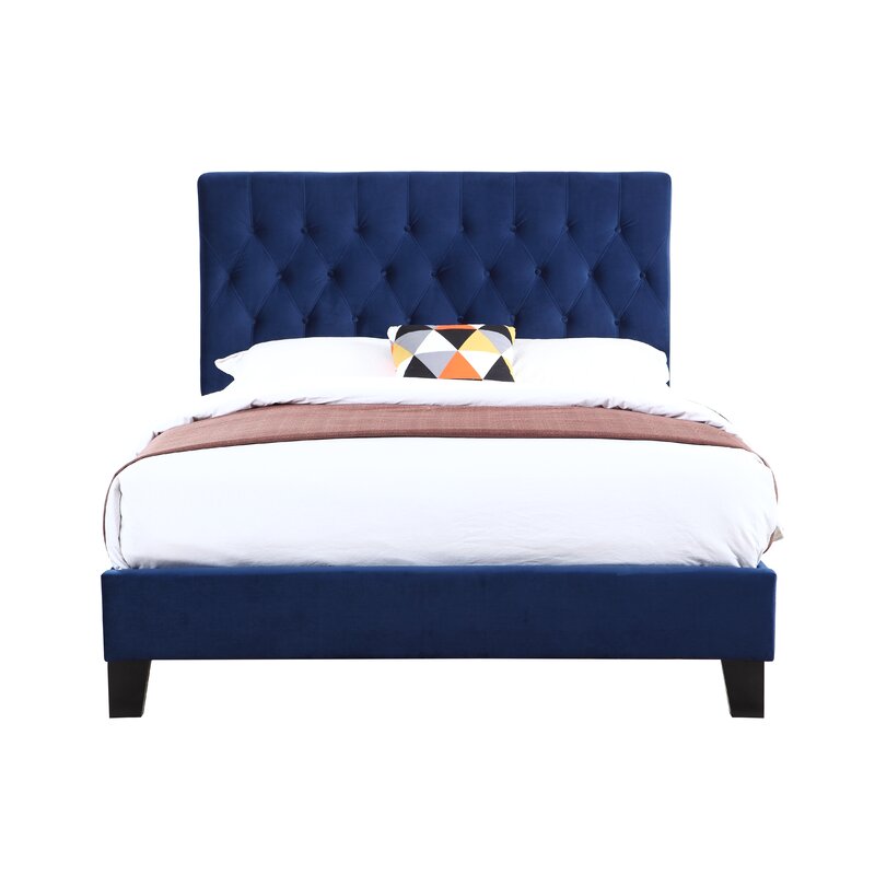 Navy Kayden Tufted Upholstered Low Profile Standard Bed full