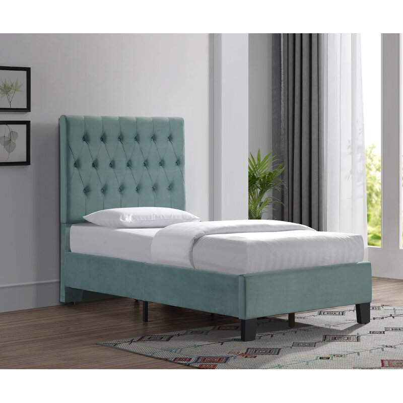 Kayden Tufted Upholstered Low Profile Standard Bed twin *AS-IS*