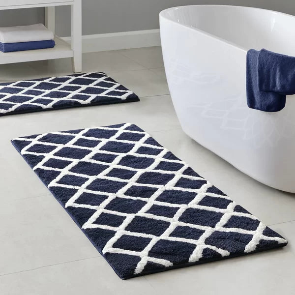 21" W x 34" L Navy Kernan Reversible Bath Rug, set of 2