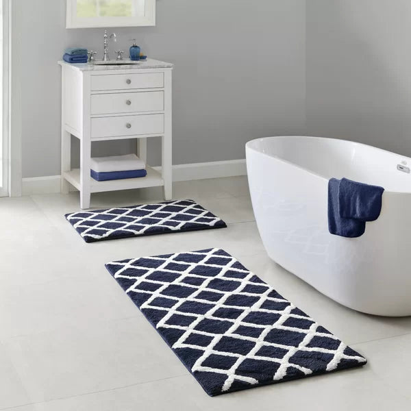 21" W x 34" L Navy Kernan Reversible Bath Rug, set of 2