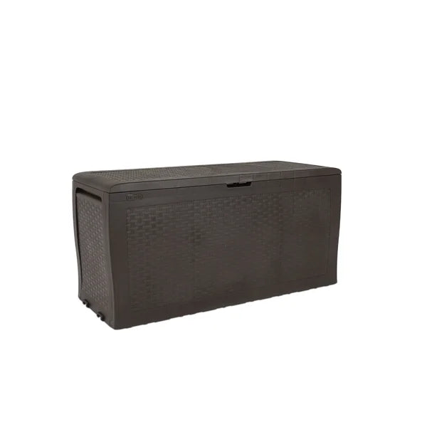 Keter 70 Gallons Gallon Water Resistant Resin Lockable Deck Box with Wheels in Brown