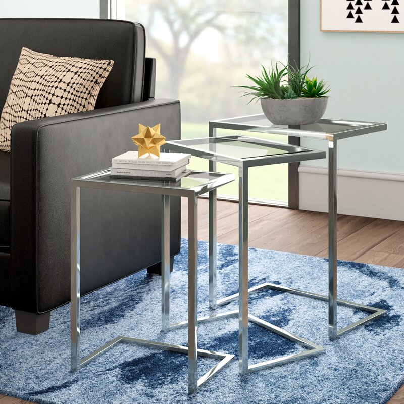 Kilburn 3 Piece Nesting Tables, Chrome (#767)